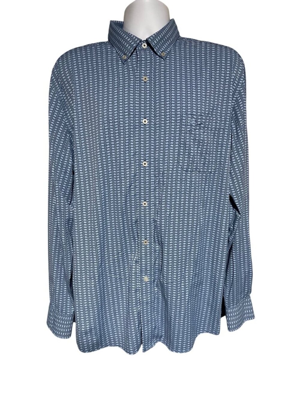 Southern Tide Mens Blue Printed Button-Down Shirt XL Nylon & Spandex Long Sleeve